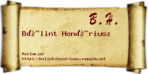 Bálint Honóriusz névjegykártya